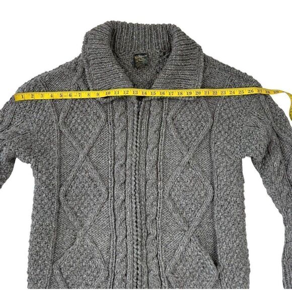 Andes Native Roots Cardigan Sweater Chunky Cable Knit Shawl Collar Llama Wool L - Picture 4 of 9